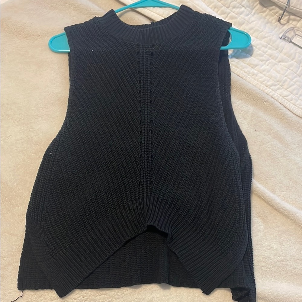 Black Knit Sleeveless Sweater